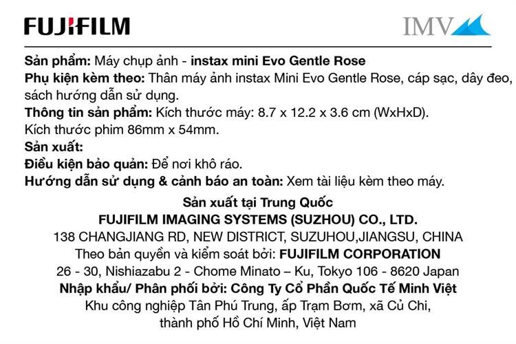 Máy chụp ảnh lấy liền Fujifilm Instax Mini Evo Hồng Màu Hồng