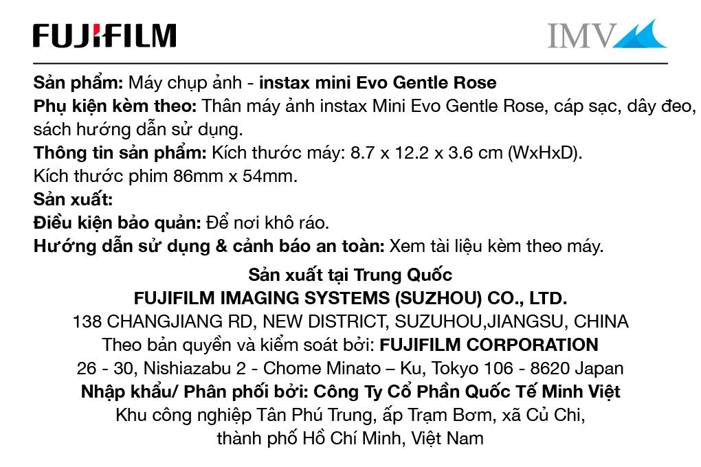 Máy chụp ảnh lấy liền Fujifilm Instax Mini Evo Hồng Màu Hồng