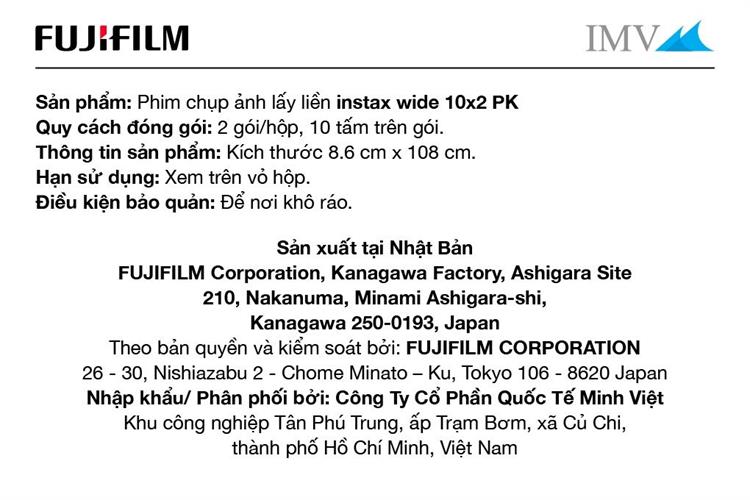 Phim chụp ảnh lấy liền Fujifilm Instax Wide WW2 (NEW) Màu Trắng