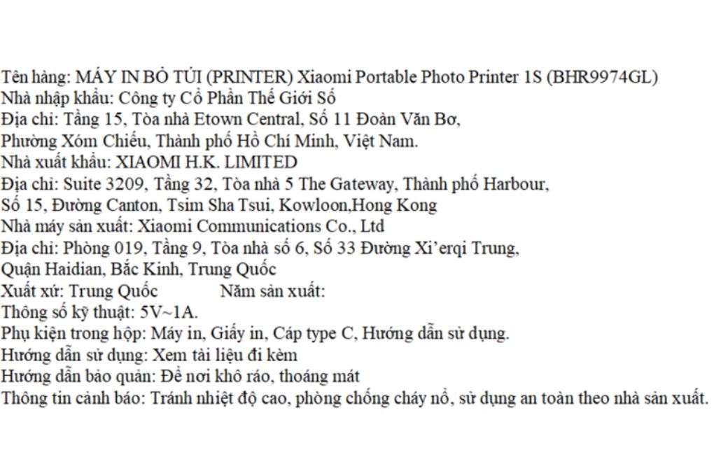 Máy in ảnh bỏ túi Xiaomi Portable Photo Printer 1S BHR9974GL Xám Màu Xám