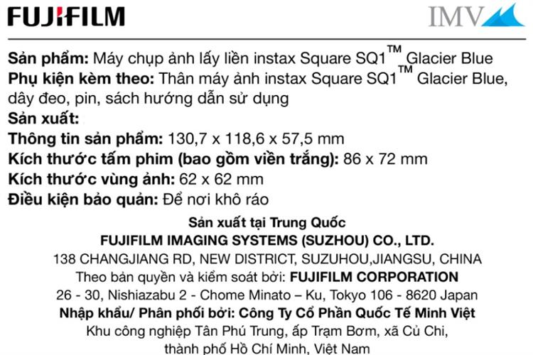 Máy chụp ảnh lấy liền Fujifilm Instax Square SQ1 Glacier Blue Màu Xanh Dương