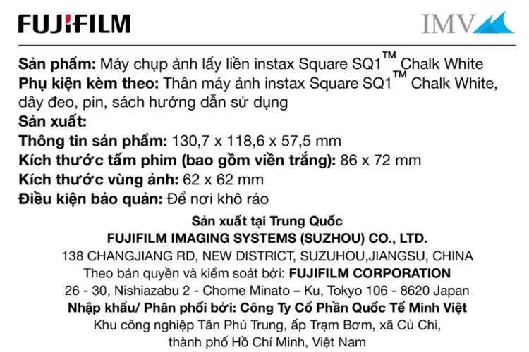Máy chụp ảnh lấy liền Fujifilm Instax Square SQ1 Chalk White Màu Trắng