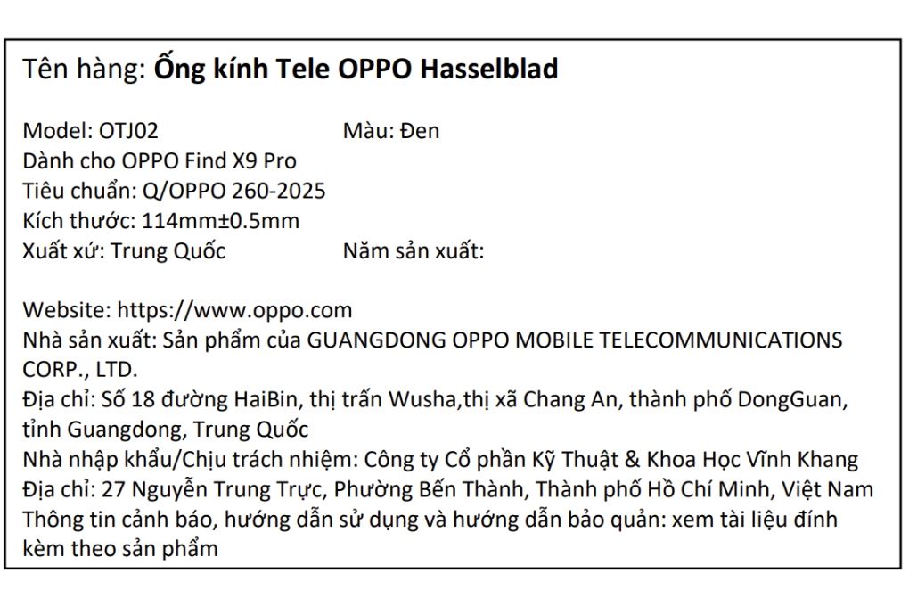 Ống kính OPPO Hasselblad - 6