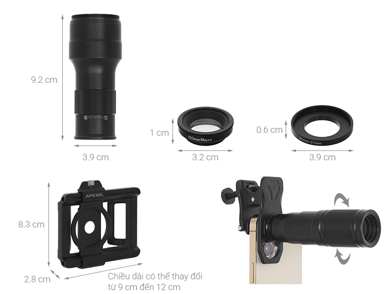 Ống kính tele zoom 6X Apexel APL-TM6