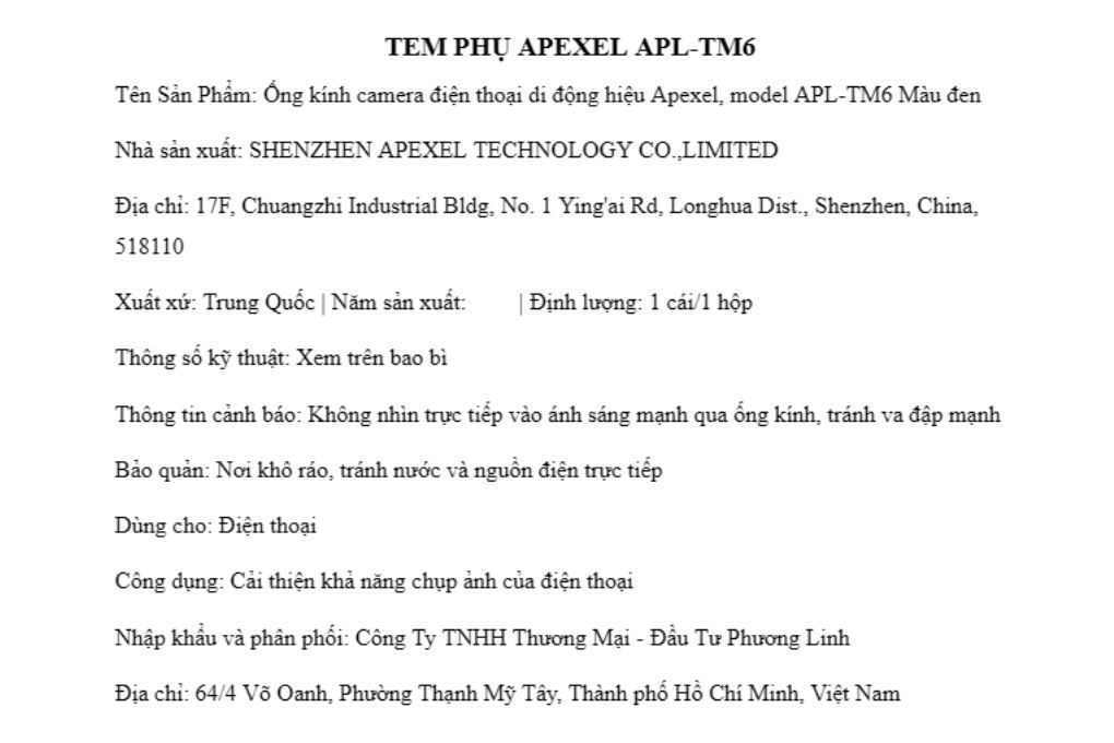 Ống kính tele zoom 6X Apexel APL-TM6 - 14
