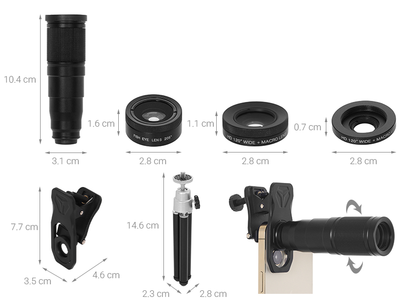 Ống kính tele zoom 8X Apexel APL-22X105-4IN1