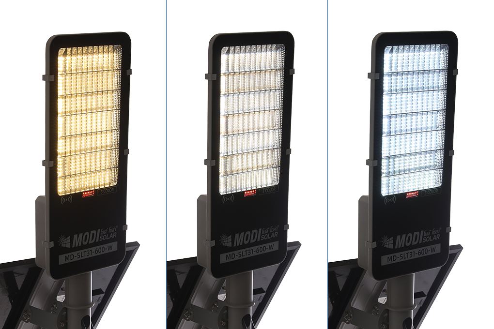 Đèn đường năng lượng mặt trời Modi nhôm MD-SLT31-600-W Màu Đen