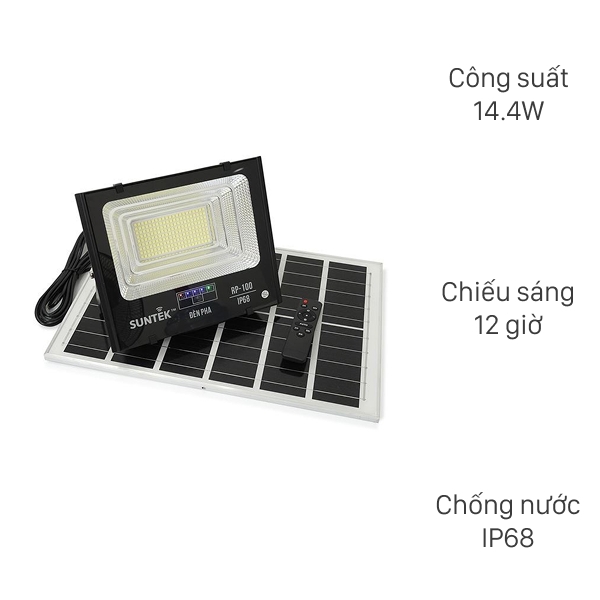 Đèn pha năng lượng mặt trời nhôm SUNTEK RP-100 14.4W