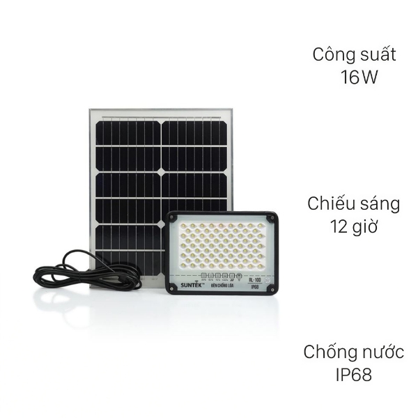 Đèn pha năng lượng mặt trời nhôm SUNTEK RL-100 16W