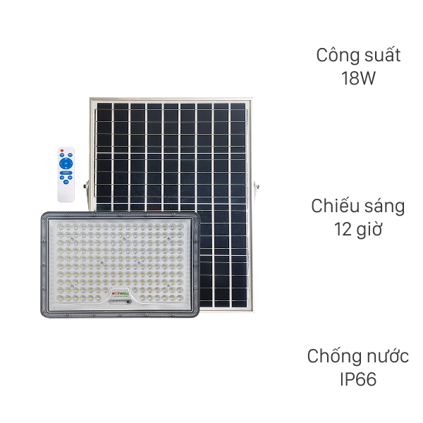 Đèn pha năng lượng mặt trời nhôm Hotwell HW-FL-05-300W