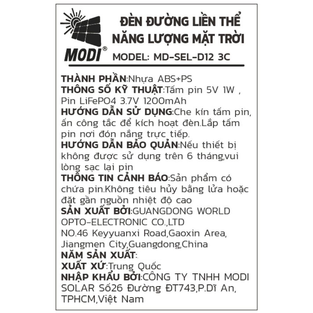 Đèn Tích Điện Mini Đa Năng MODI MD-SEL-D12 3C Màu Xanh lá