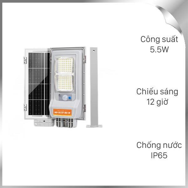 Đèn đường liền thể năng lượng mặt trời Modi MD-SLT27-80-W WH