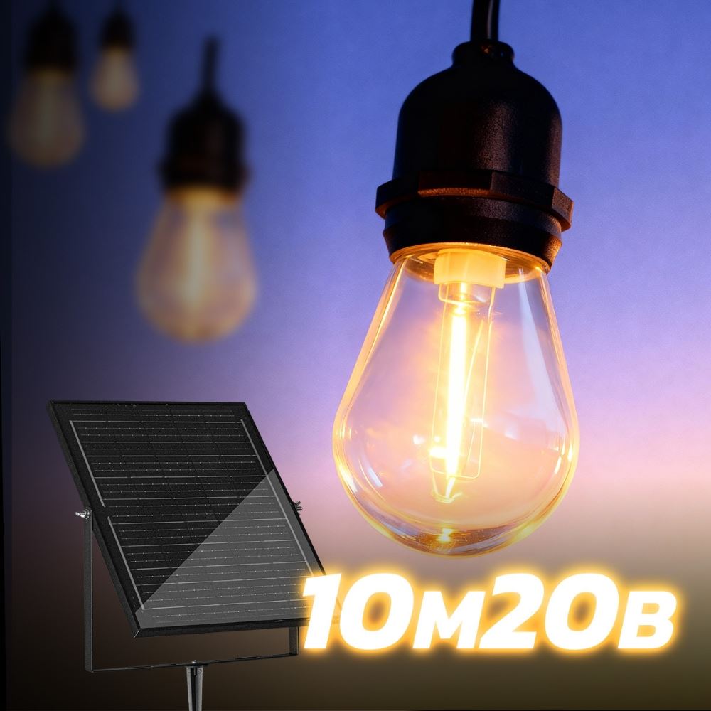 Đèn dây trang trí năng năng lượng mặt trời Modi MD-SLB-10M20B NEW WW Màu Đen