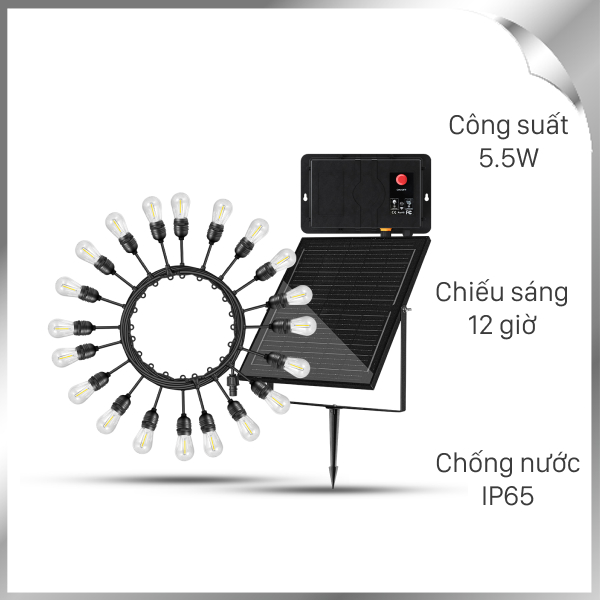 Đèn dây trang trí năng năng lượng mặt trời Modi MD-SLB-10M20B NEW WW