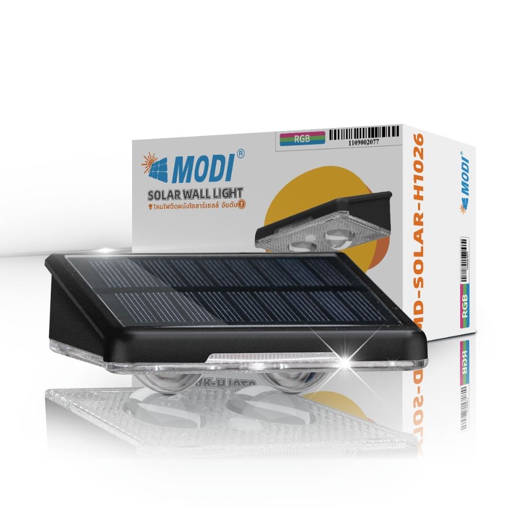 Đèn hắt tường năng lượng mặt trời Modi MD-SOLAR-H1026 RGB Màu Đen