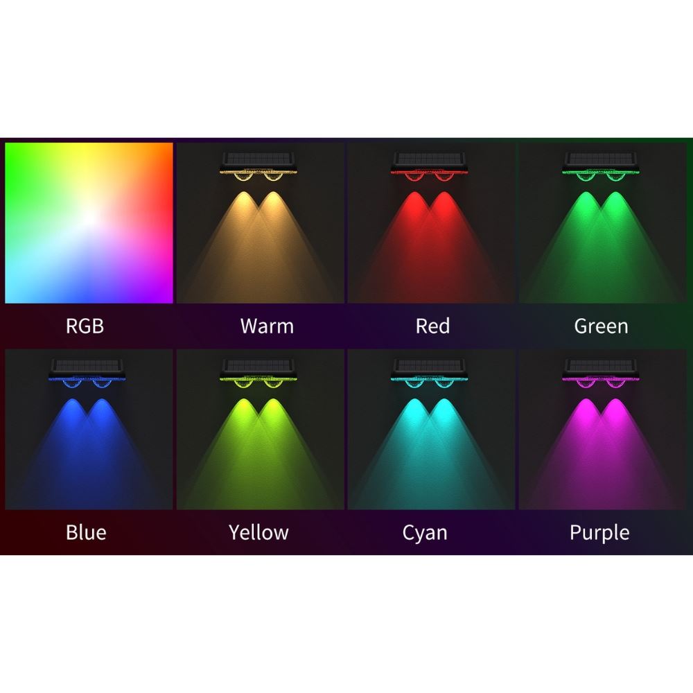 Đèn hắt tường năng lượng mặt trời Modi MD-SOLAR-H1026 RGB Màu Đen