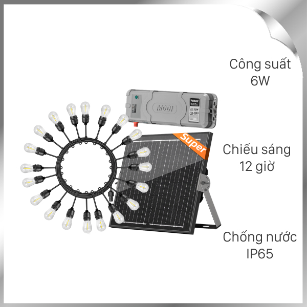 Đèn dây trang trí năng năng lượng mặt trời Modi MD-SLB-10M20B SUPER WW