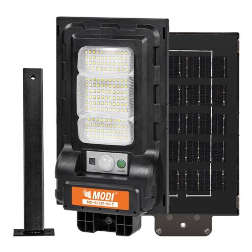 Đèn đường liền thể năng lượng mặt trời Modi MD-SLT27-30-W WH Màu Đen