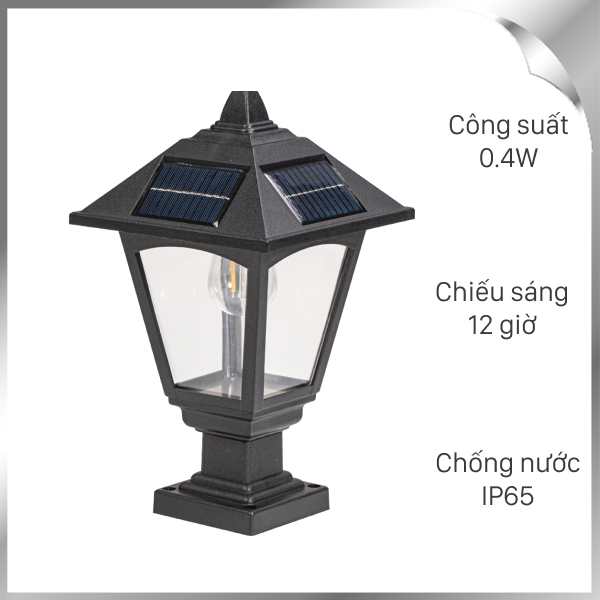 Đèn trụ cổng năng lượng mặt trời Modi MD-GFB-A WW