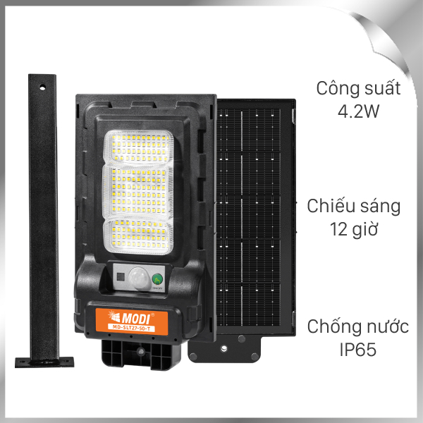 Đèn đường liền thể năng lượng mặt trời Modi MD-SLT27-50-T WH