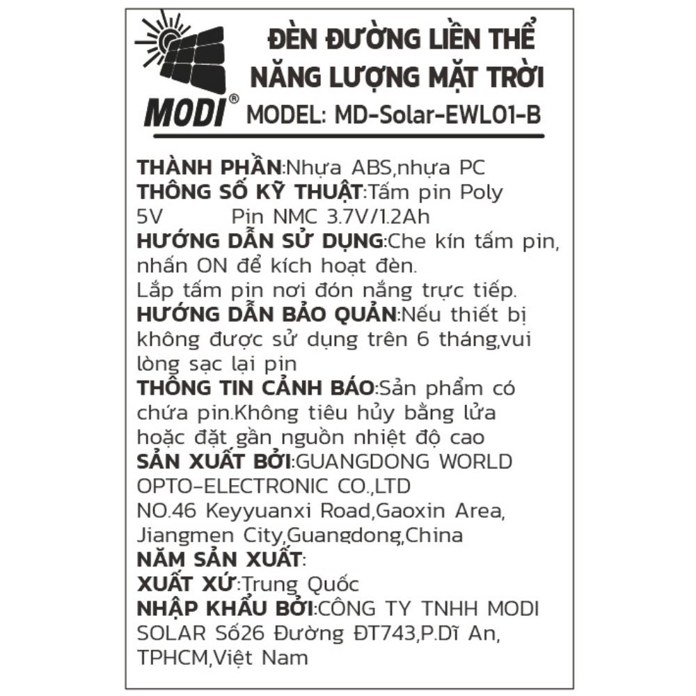 Đèn Pin Cầm Tay Đa Năng MODI MD-Solar-EWL01-B - 5