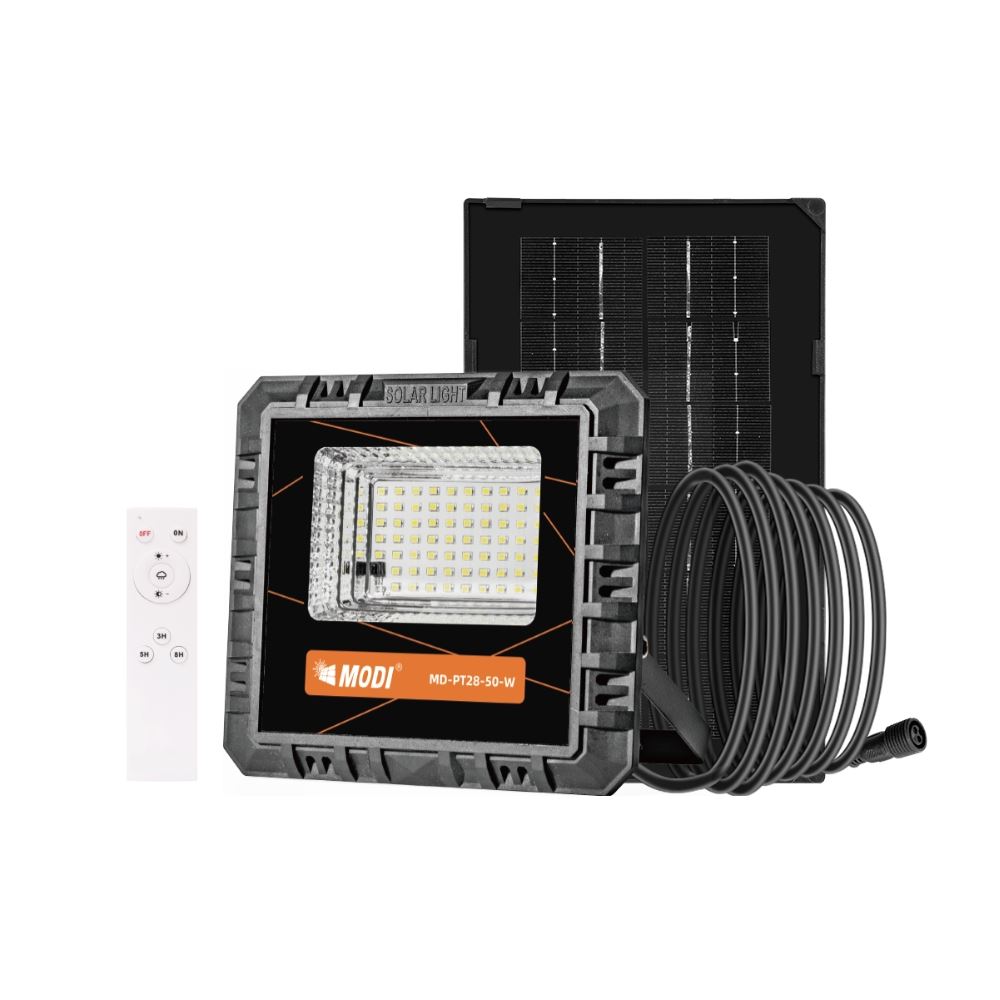Đèn pha năng lượng mặt trời Modi MD-PT28-50-W WH Màu Đen