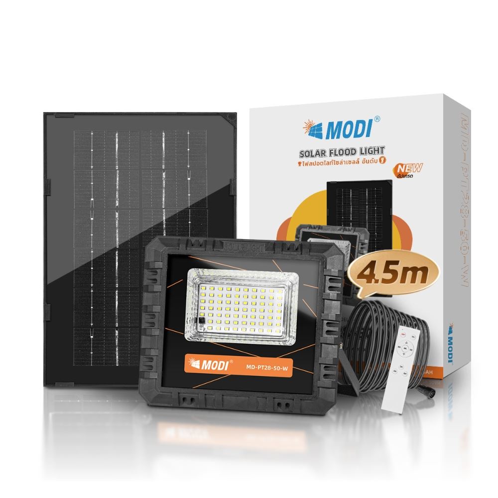 Đèn pha năng lượng mặt trời Modi MD-PT28-50-W WH Màu Đen