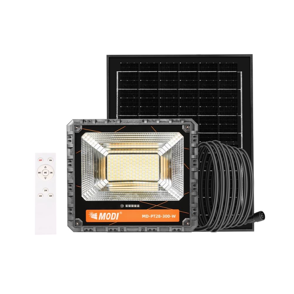 Đèn pha năng lượng mặt trời Modi MD-PT28-300-W 3C Màu Đen