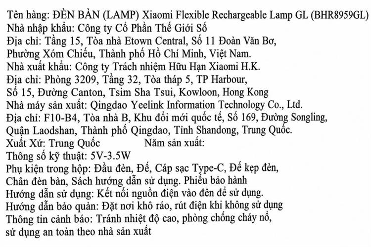 Đèn bàn Led thông minh Xiaomi Flexible Rechargeable Lamp Màu Trắng