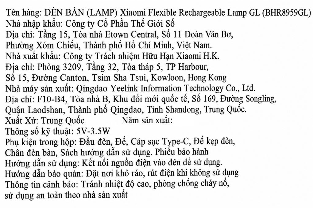 Đèn bàn Led thông minh Xiaomi Flexible Rechargeable Lamp Màu Trắng