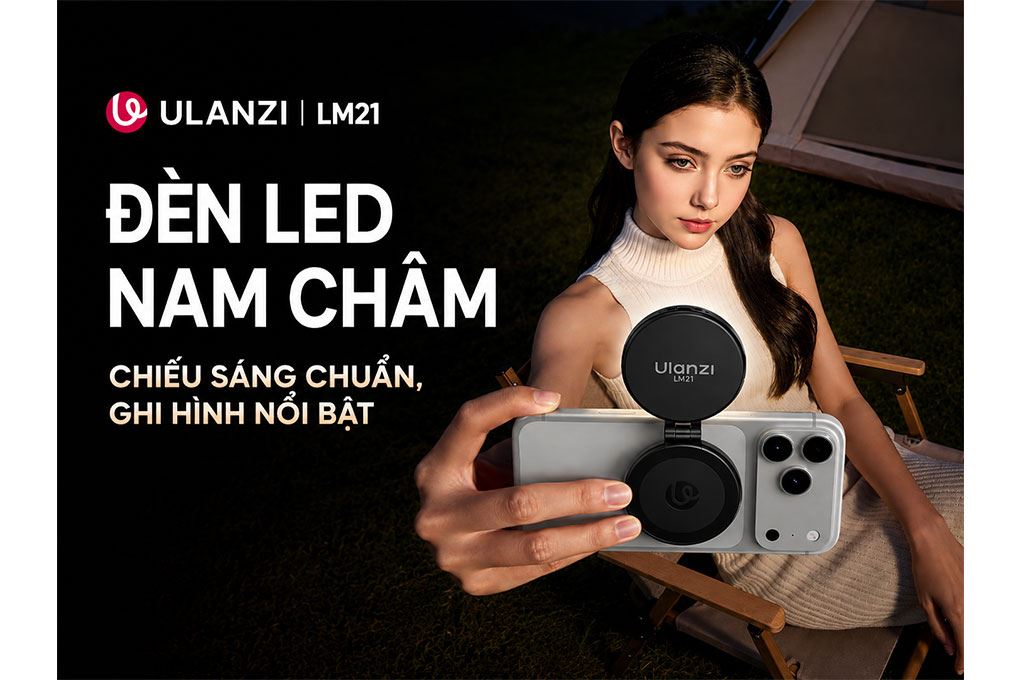 Đèn Livestream Magnetic Gắn Điện Thoại 2W 500mAh Ulanzi LM21 Màu Đen
