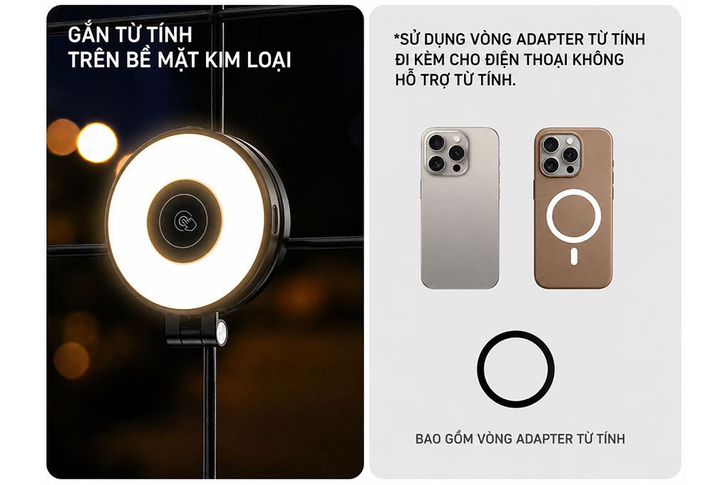Đèn Livestream Magnetic Gắn Điện Thoại 2W 500mAh Ulanzi LM21 Màu Đen
