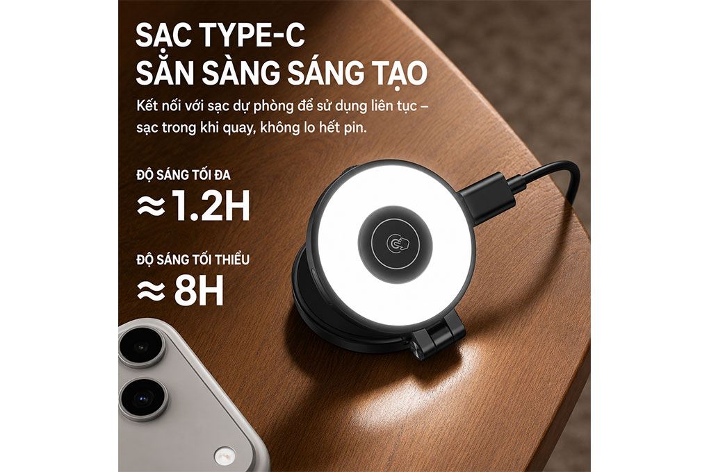 Đèn Livestream Magnetic Gắn Điện Thoại 2W 500mAh Ulanzi LM21 Màu Đen