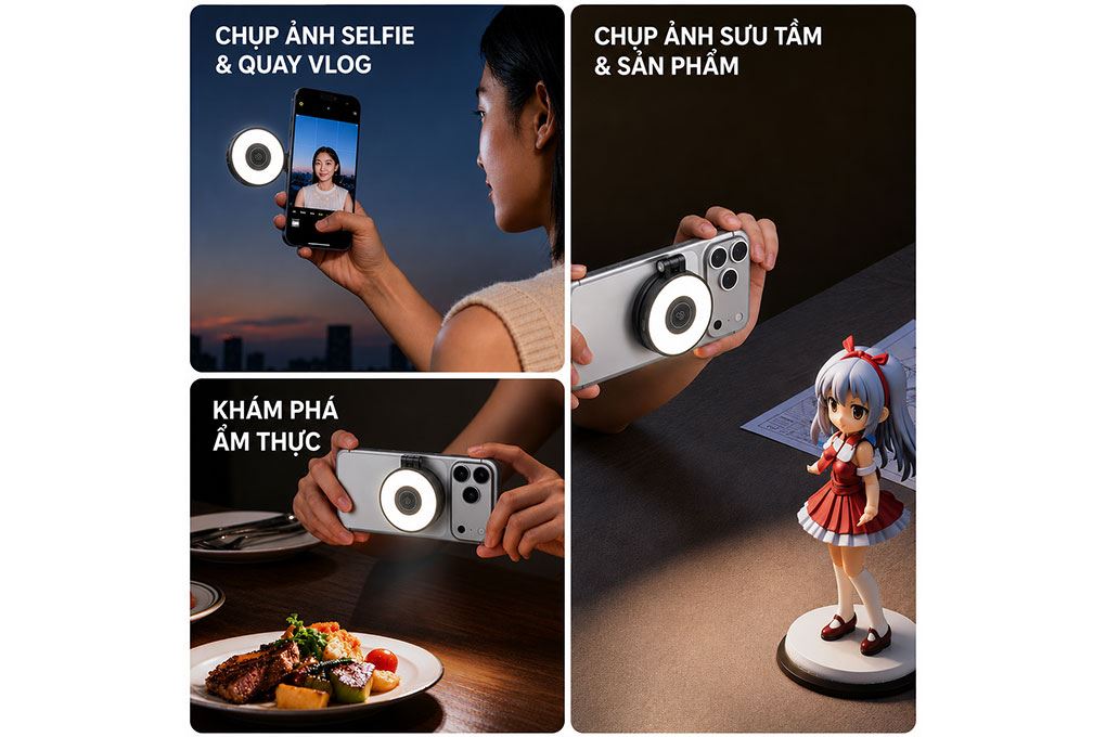 Đèn Livestream Magnetic Gắn Điện Thoại 2W 500mAh Ulanzi LM21 Màu Đen