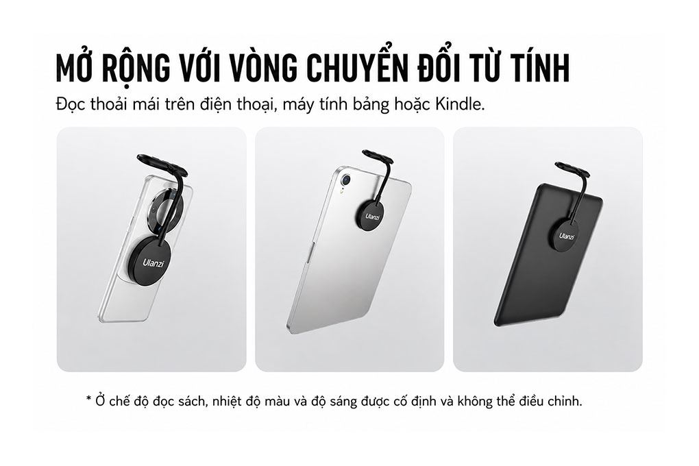 Đèn Livestream Magnetic Cổ Vịt Gắn Điện Thoại 2W 400mAh Ulanzi M10 Màu Đen