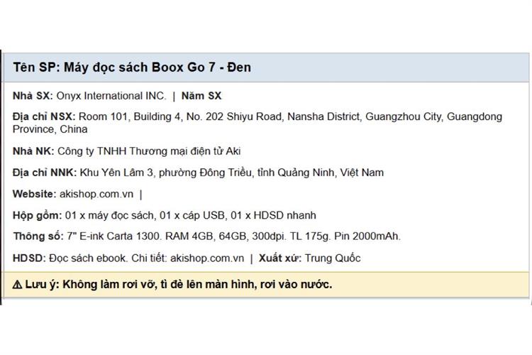 Máy đọc sách Boox Go 7 7inch 64GB Màu Đen