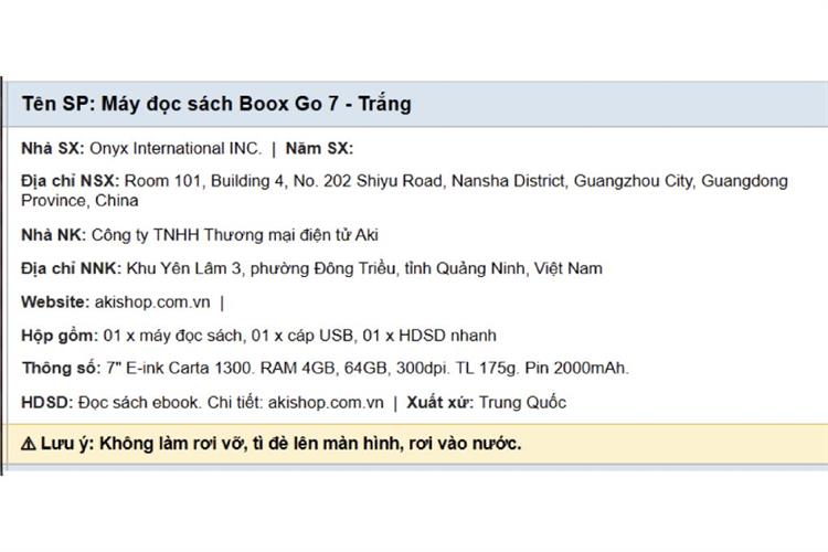 Máy đọc sách Boox Go 7 7inch 64GB Màu Trắng