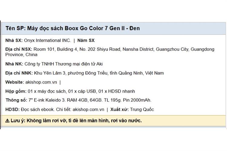Máy đọc sách Boox Go 7 Color (Gen II) 7inch 64GB Màu Đen