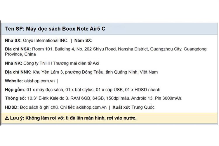 Máy đọc sách Boox Note Air 5 C 10.3inch 64GB Màu Đen