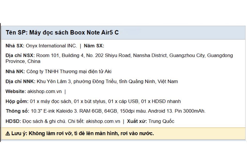 Máy đọc sách Boox Note Air 5 C 10.3inch 64GB Màu Đen