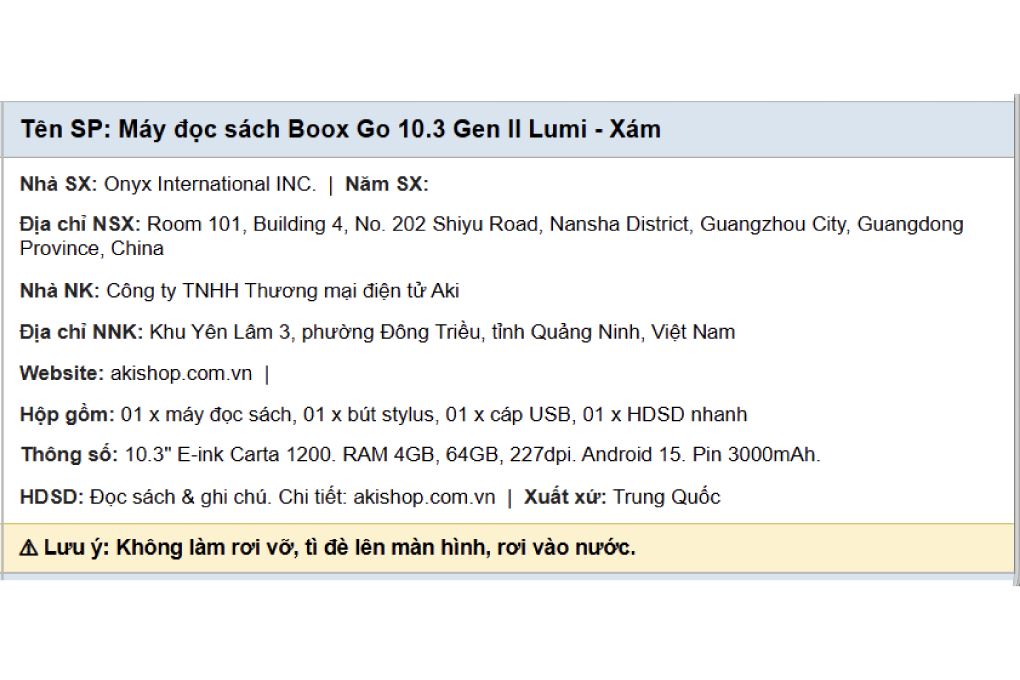 Máy đọc sách Boox Go 10.3 (Gen II) Lumi 10.3inch 64GB Màu Trắng - Xám