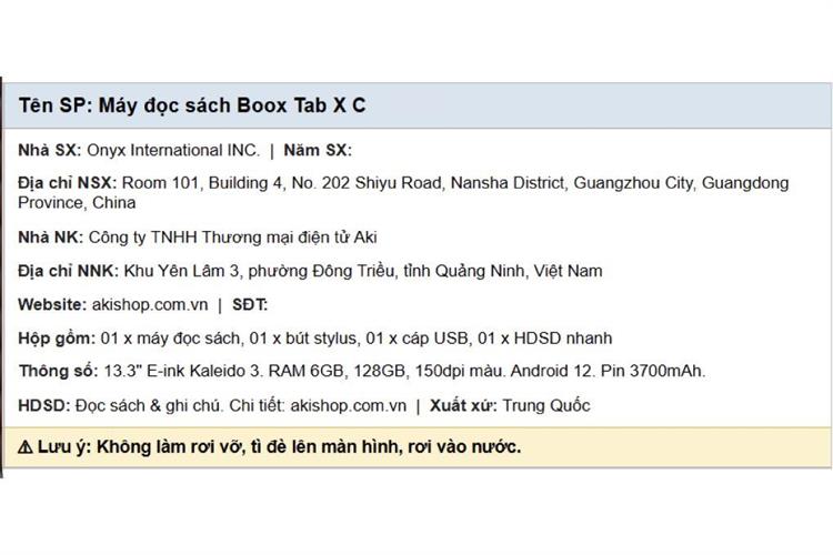 Máy đọc sách Boox Tab X C 13.3inch 128GB Màu Đen