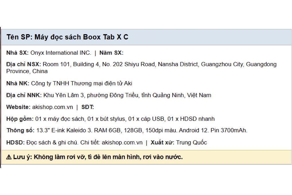 Máy đọc sách Boox Tab X C 13.3inch 128GB Màu Đen