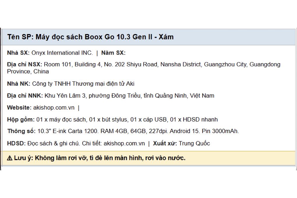 Máy đọc sách Boox Go 10.3 (Gen II) 10.3inch 64GB Màu Trắng - Xám