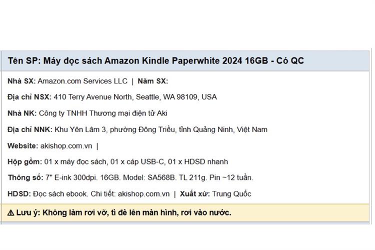 Máy đọc sách Kindle Paperwhite 6 7inch 16GB (Bản có quảng cáo) Màu Đen
