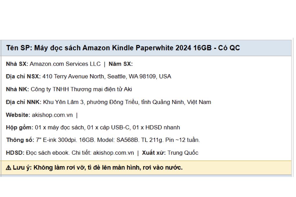 Máy đọc sách Kindle Paperwhite 6 7inch 16GB (Bản có quảng cáo) Màu Đen