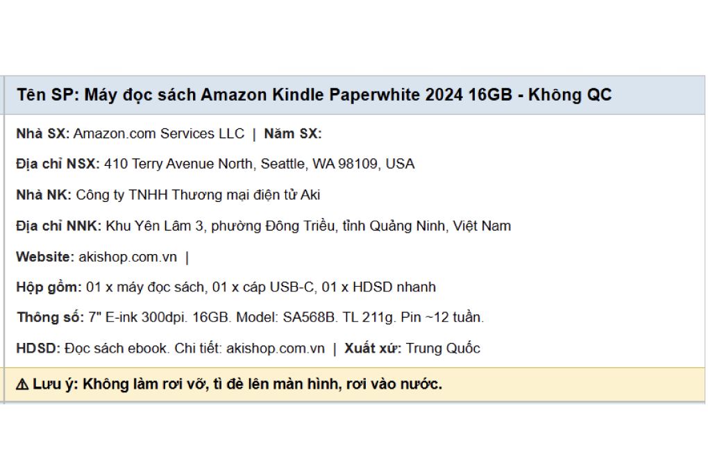 Máy đọc sách Kindle Paperwhite 6 7inch 16GB (Bản không quảng cáo) Màu Đen