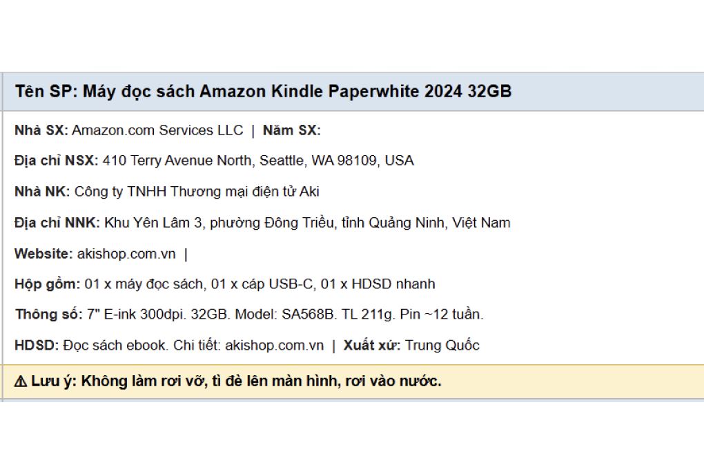 Máy đọc sách Kindle Paperwhite 6 7inch 32GB Màu Đen