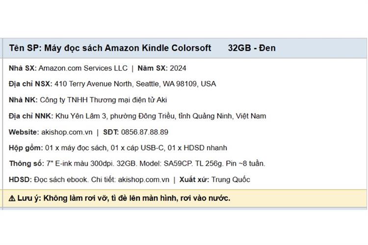 Máy đọc sách Kindle Colorsoft Signature 7inch 32GB Màu Đen