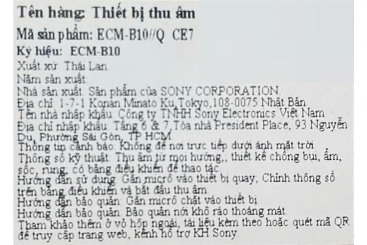 Thiết bị thu âm Sony ECM-B10/Q CE7 Màu Đen